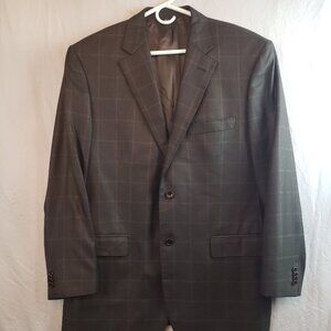 Gianni Manzoni Suit Jacket Men's 40 Chocolate Plaid Italian Silk/Wool Blend